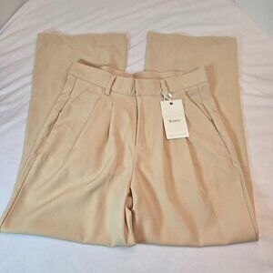 ELLEVEN Women's Wide Leg Dress/Work Pants/High Waisted  Sz: L Tan
